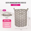 Ver imagem 5 de Kit 3 Cestos Multiuso Tecido 43l, 25l e 23l Bege Riscas