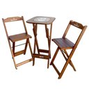 Ver imagem 2 de Kit 5 Conjuntos Bistrô Mesa com 2 Banquetas Dobráveis de Madeira Personalizada Hei - Imbuia