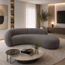 Ver imagem 2 de Sofá Zah 240 cm 4 Lugares Luxo Orgânico Curvo Bouclé Premium:Bouclé Cinza Escuro