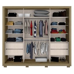 Guarda Roupa Casal Premier 2 Portas Deslizantes Freijó/Preto - Zanzini Móveis - 3