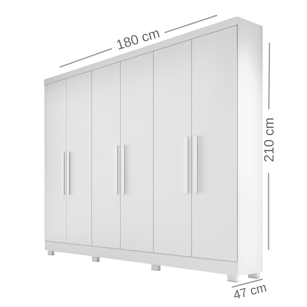 Guarda Roupa Casal 6 Portas Sergipe Bianchi Móveis Branco - 3