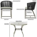 Ver imagem 2 de Mesa com 4 Cadeiras de Jantar Roma 100cm e Noronha em Aluminío Fendi Corda Nautica Estofado 3 Trama