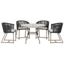 Ver imagem 1 de Mesa com 4 Cadeiras de Jantar Roma 100cm e Noronha em Aluminío Fendi Corda Nautica Estofado 3 Trama