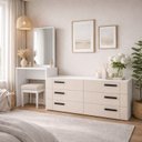 Ver imagem 1 de Cômoda Penteadeira 6 Gavetas Lisboa Bege/Creme/Branco