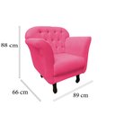 Ver mais imagens de Poltrona Decorativa Dália Couro Rosa Pink Pés Madeira Mz Decor