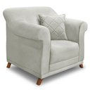 Ver imagem 4 de Kit 2 Poltronas e Sofá Living 2 Lugares 1,80m Vênus Veludo Cinza Prata Pés Castanho - Pallazio