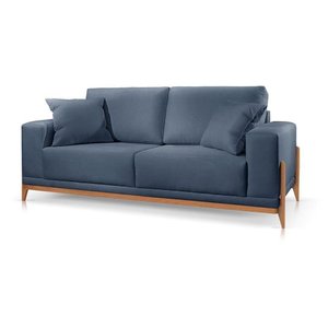 Sofá Paris 3 Lugares Linho Azul 2,10m Confortável Sala
