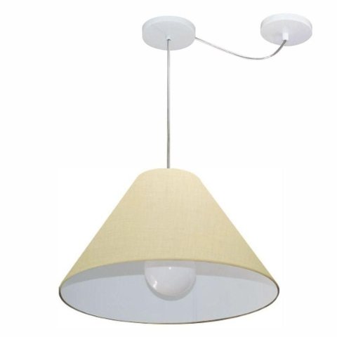 Lustre Pendente Cone com Desvio Md-4272 Cúpula Tec 25/15x40cm Algodão Crú - Bivolt