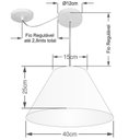 Ver imagem 2 de Lustre Pendente Cone com Desvio Md-4272 Cúpula Tec 25/15x40cm Algodão Crú - Bivolt