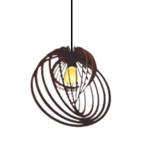 Luminária Teto Tipo Pendente Espinha Mdf - Completa - Cor: Marrom