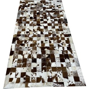 Tapete de couro castanho malhado 1,00x2,00 com borda