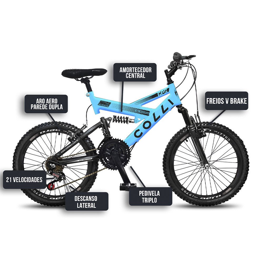 Bicicleta Juvenil Colli Gps Aro 20 21 Marchas - 5