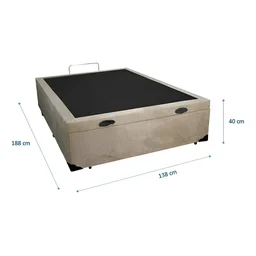 Cama Box Baú Casal 138 Bello Box - Suede Bege - 2