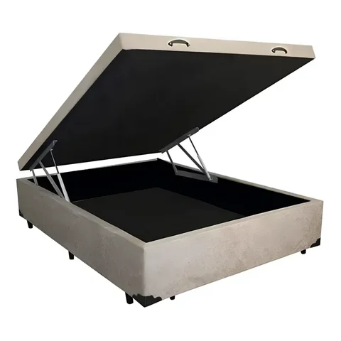 Cama Box Baú Casal 138 Bello Box - Suede Bege
