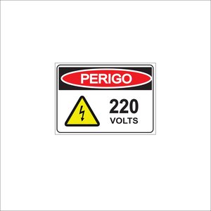 Placa - Perigo 220 Volts - 20cm X 15cm