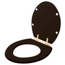Ver imagem 2 de Assento Sanitário Convencional Oval Universal Marrom Fosco com Ferragem Dourada