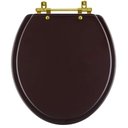 Ver imagem 1 de Assento Sanitário Convencional Oval Universal Marrom Fosco com Ferragem Dourada