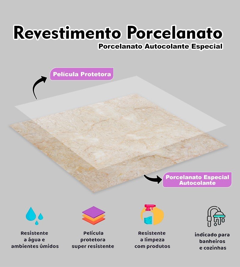 10 Placas Revestimento Porcelanato Mármore Bege Laminado 25x25cm - 2