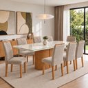 Ver imagem 1 de Conjunto Sala de Jantar 8 Lugares Retangular Tampo Vidro/MDF 200x90cm Mesa Diana e Cadeiras Carol