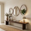 Ver imagem 4 de Trio Espelhos Orgânicos Decorativos Borda em Couro Acabamento Premium para Salas e Escritórios