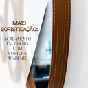 Ver imagem 3 de Trio Espelhos Orgânicos Decorativos Borda em Couro Acabamento Premium para Salas e Escritórios