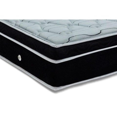 Conjunto Box King: Colchão Molas Ortobom Superpocket Elegant + Base Crc Suede Black(193x203)