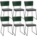 Ver imagem 1 de Kit 06 Cadeiras Decorativas Sala Jantar Allana L02 Facto Verde Musgo Linho Cinza Escuro - Lyam