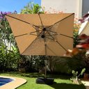 Ver imagem 3 de Ombrelone Guarda Sol Premium Alumínio Cáqui 3X3m c/ Base de 120L