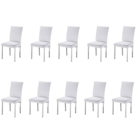 Kit 10 Cadeiras Vitória para Sala de Jantar-Assento Sintético Branco GAT MAGAZINE
