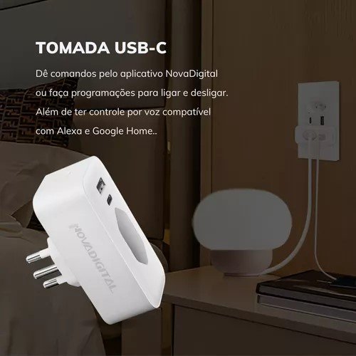 Tomada Inteligente Usb-c Wifi Medidor Consumo Nova Digital - 4