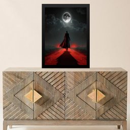 Quadro Entidade Exú Tranca Rua 24x18cm - com Vidro:moldura Branca - 1