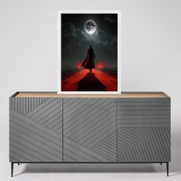 Quadro Entidade Exú Tranca Rua 24x18cm - com Vidro:moldura Branca - 2