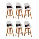 Ver imagem 1 de Kit 06 Banquetas Linho Bege e Almofada Marrom