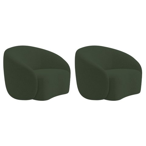 Kit 02 Poltronas Orgânica Luxo Recepção Amore Linho - Adj Decor