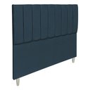 Ver imagem 3 de Kit Cabeceira e Calçadeira Baú Casal 1,40m Londres Suede Azul Marinho Dal Poz Estofados