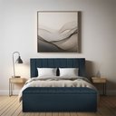 Ver imagem 2 de Kit Cabeceira e Calçadeira Baú Casal 1,40m Londres Suede Azul Marinho Dal Poz Estofados