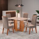 Ver imagem 1 de Mesa de Jantar 4 Lugares Nivus Mel/blonde/perola - Viero Móveis