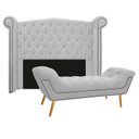 Ver imagem 1 de Kit Cabeceira 90 cm Suede + Calçadeira Madrid Branco