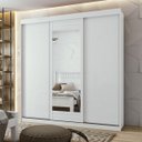 Ver imagem 1 de Guarda-Roupa Casal 3 Portas de Correr com Espelho Aquárius - Lopas - Branco
