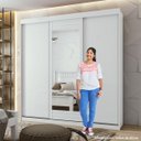 Ver imagem 4 de Guarda-Roupa Casal 3 Portas de Correr com Espelho Aquárius - Lopas - Branco