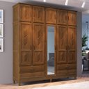 Ver imagem 1 de Guarda-Roupa Casal 1 Espelho 10 Portas 4 Gavetas Retrô Mônaco Evidence Espresso Móveis