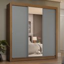Ver imagem 1 de Guarda-roupa Casal 3 Portas de Correr com Espelho 4 Gavetas Rustic/cinza Sublime Plus Madesa Rustic/