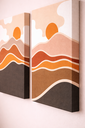 Ver imagem 2 de Conjunto 3 Quadros Decorativos por do Sol Tons Terrosos em Tecido Canvas P Sala Quarto 30x40