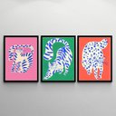 Ver imagem 2 de Kit 3 Quadros Arte Gatos Pintados Coloridos 33x24cm:madeira Preta