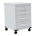 Ver imagem 1 de Gaveteiro Volante 4 Gavetas Pandin com Chaves Tampo e Frente Gavetas Mdp Branco Estrutura Aço Branco