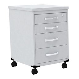 Gaveteiro Volante 4 Gavetas Pandin com Chaves Tampo e Frente Gavetas Mdp Branco Estrutura Aço Branco - 1