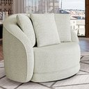 Ver imagem 1 de Poltrona Decorativa Base Giratória Galáxia com Almofadas Boucle Off White G45 - Gran Belo