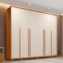 Ver imagem 1 de Guarda Roupa Casal Milanus 2.7 6 Portas de Bater 6 Gavetas MDF MDP Freijó - Off White Casah