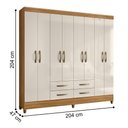 Ver imagem 4 de Guarda Roupa Casal Davi 8 Portas de Bater 4 Gavetas Freijó Off White Moval Móveis