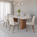 Ver imagem 1 de Conjunto de Jantar Mesa com Vidro Lintz 6 Cadeiras Dakota - Linho Off White - Linked 02